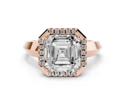 Asscher Cut Halo Engagement Ring Setting | Knife-Edge Band | Rose Gold