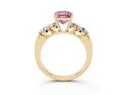 Princess Cut Five Stone Engagement Ring Setting for a Fancy Pink Lab-Grown Diamond | Prong Set Side Stones | Yellow Gold