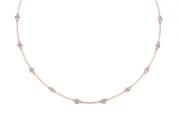 Round Lab-Grown Diamond Bezel Station Necklace | Fine Cable Chain | Rose Gold