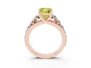 Fancy Yellow Princess Cut Diamond Pavé Engagement Ring Set in Rose gold with Prong Setting