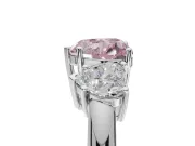 Heart-Shaped 3 Stone Engagement Ring Setting for a Fancy Pink Lab-Grown Diamond | Sterling Silver - Design NV-24895