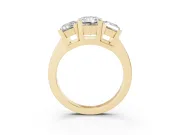 Radiant Cut Three Stone Engagement Ring Setting | Large Side Stones | Yellow Gold