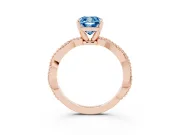Fancy Blue Cushion Cut Diamond Solitaire Ring Set in Rose gold with Twisted Band and Bead Prong Setting