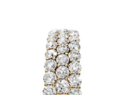 Round Lab-Grown Diamond Three Row Pave Promise Ring | Shared Prongs | Yellow Gold