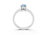Fancy Blue Pear Cut Diamond Solitaire Ring Set in White gold with Prong Head and Smooth Polished Band
