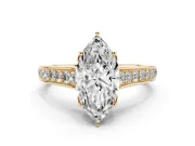 Marquise Graduated Pavé Solitaire Engagement Ring Setting | Wide Pavé Row Band | Yellow Gold