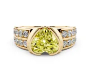 Heart-Shaped Half Bezel Engagement Ring Setting for a Fancy Yellow Lab-Grown Diamond | Channel Band | Yellow Gold