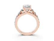 Princess Cut Graduated Side Stone Engagement Ring Setting | Shared Prong Rails | Rose Gold