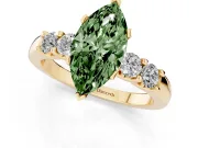 Marquise Five Stone Engagement Ring Setting for a Fancy Green Lab-Grown Diamond | Yellow Gold