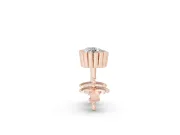 Round Lab-Grown Diamond Scalloped Solitaire Stud Earrings | Beaded Crown Head | Rose Gold