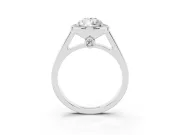 Pear Cut Diamond Halo Solitaire Ring Set in Silver with Pavé Band and Bezel Setting