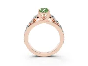 Pear-Shaped Graduated Engagement Ring Setting for a Fancy Green Lab-Grown Diamond | Rose Gold