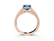 Asscher Cut Split Shank Pavé Engagement Ring Setting for a Fancy Blue Lab-Grown Diamond | Rose Gold