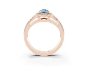 Pear-Shaped Halo Engagement Ring Setting for a Fancy Blue Lab-Grown Diamond | Two-Row Pave Split Shank | Rose Gold