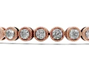 Round Lab-Grown Diamond Bezel Tennis Bracelet | Milgrain Edges | Rose Gold