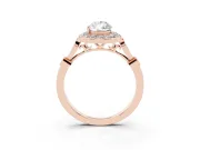 Pear-Shaped Vintage Halo Engagement Ring Setting | Bezel Station Shoulders | Rose Gold