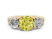 Round Vintage Three Stone Engagement Ring Setting for a Fancy Yellow Lab-Grown Diamond | Yellow Gold