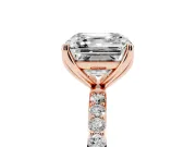 Asscher Cut Pave Solitaire Engagement Ring Setting | Fine Line Pave Band | Rose Gold