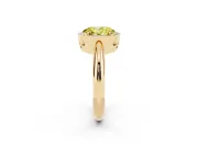 Fancy Yellow Oval Cut Diamond Halo Engagement Ring Set in Yellow gold with Plain Split Shank and Prong Setting