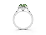 Oval Halo Engagement Ring Setting for a Fancy Green Lab-Grown Diamond | Plain Polished Band | Sterling Silver