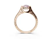 Pear-Shaped Vintage Cathedral Engagement Ring Setting for a Fancy Pink Lab-Grown Diamond | Carved Band | Rose Gold