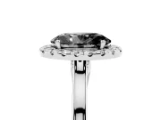 Fancy Black Oval Cut Halo Round Diamond Solitaire Ring Set in Silver with Pavé Band and Prong Setting