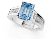 Emerald Cut Channel-Set Engagement Ring Setting for a Fancy Blue Lab-Grown Diamond | Sterling Silver