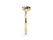 Fancy Black Pear Cut Diamond Solitaire Ring Set in Yellow gold with Thin Band and Prong Setting
