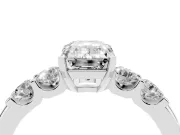 Emerald Cut Five Stone Engagement Ring Setting | Prong-Set Side Stones | White Gold