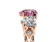Heart-Shaped Three Stone Engagement Ring Setting for a Fancy Pink Lab-Grown Diamond | Braided Band | Rose Gold