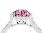 Round Halo Engagement Ring Setting for a Fancy Pink Lab-Grown Diamond | Sterling Silver - Design NV-24729