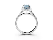 Fancy Blue Pear Cut Diamond Pavé Split Shank Solitaire Ring Set in White gold with Prong Setting