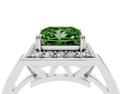 Princess Cut Halo Engagement Ring Setting for a Fancy Green Lab-Grown Diamond | Polished Halo Rim | Platinum