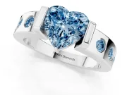 Heart-Shaped Tension Style Engagement Ring Setting for a Fancy Blue Lab-Grown Diamond | Platinum