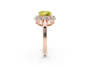 Princess Cut Graduated Milgrain Halo Engagement Ring Setting for a Fancy Yellow Lab-Grown Diamond | Rose Gold