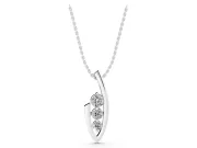 Round Lab-Grown Diamond Graduated Three-Stone Curved Frame Pendant | Open Frame | White Gold