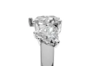 Heart-Shaped Three Stone Engagement Ring Setting | Wide Tapered Shoulders | Sterling Silver