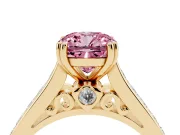 Cushion Cut Channel Engagement Ring Setting for a Fancy Pink Lab-Grown Diamond | Yellow Gold - Design NV-24671