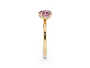 Heart-Shaped Hidden Halo Ring Setting for a Fancy Pink Lab-Grown Diamond | Yellow Gold