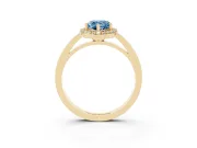 Pear-Shaped Thin Halo Engagement Ring Setting for a Fancy Blue Lab-Grown Diamond | Slim Plain Band | Yellow Gold