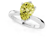 Pear-Shaped Tapered Solitaire Engagement Ring Setting for a Fancy Yellow Lab-Grown Diamond | Claw Prong Head | Platinum