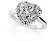 Heart-Shaped Halo Engagement Ring Setting | Flat Tapered Band | Sterling Silver
