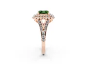 Asscher Cut Halo Split Shank Engagement Ring Setting for a Fancy Green Lab-Grown Diamond | Pavé Strands | Rose Gold