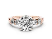 Round Five Stone Engagement Ring Setting | Prong-Set Side Stones | Rose Gold