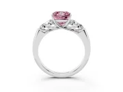 Princess Cut Side Stone Engagement Ring Setting for a Fancy Pink Lab-Grown Diamond | White Gold