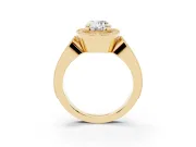 Oval Vintage Milgrain Halo Engagement Ring Setting | Open Loop Pave Shoulders | Yellow Gold