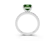 Fancy Green Asscher Cut Diamond Pavé Band Solitaire Set in Silver with Prong Setting