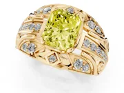 Radiant Cut Art Deco Engagement Ring Setting for a Fancy Yellow Lab-Grown Diamond | Yellow Gold