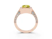 Princess Cut Milgrain Halo Engagement Ring Setting for a Fancy Yellow Lab-Grown Diamond | Side Stones | Rose Gold
