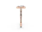 Oval Cut Diamond Halo Pavé Split Shank Ring Set in Rose gold with Prong Setting